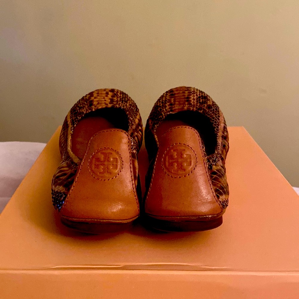 Tory Burch Python Snake Logo Flats - image 3